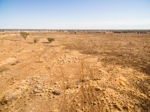 Aerial image of drought paddock