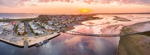 Aerial panorama of Queenscliff and Swan Bay.