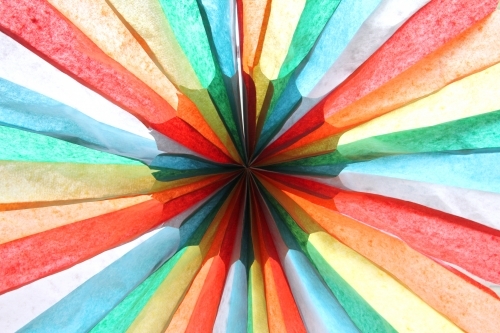 Close up of a colourful paper decoration