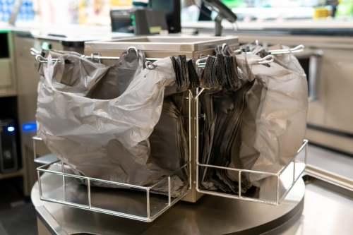 Free plastic bags for customers in shopping centre