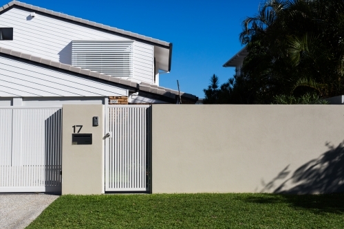 Front gate,mailbox and lawn of a house in Noosaville, queensland
