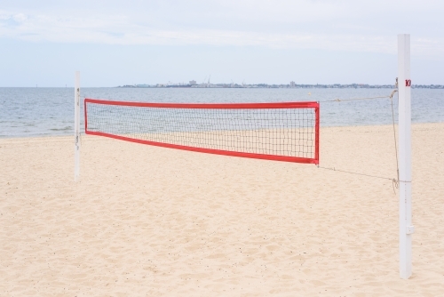 Volleyball net on the beach in Melbourne