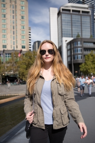 Young Woman Walking in Melbourne City