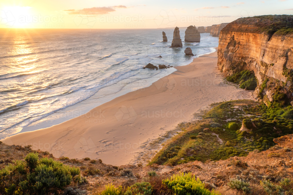 12 Apostles at sunset - Australian Stock Image