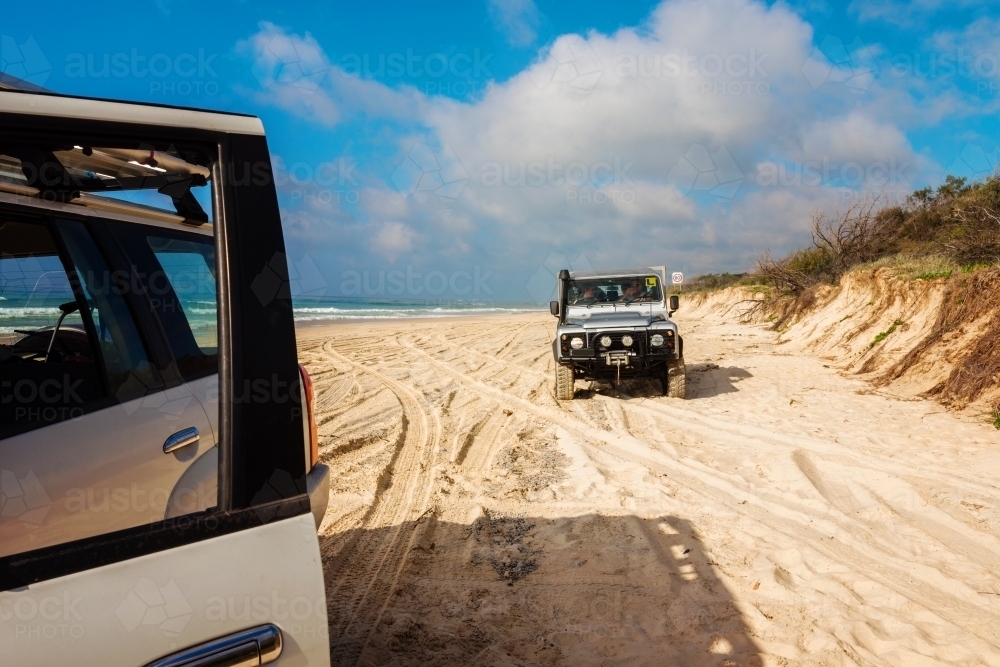 4x4 on beach - Australian Stock Image