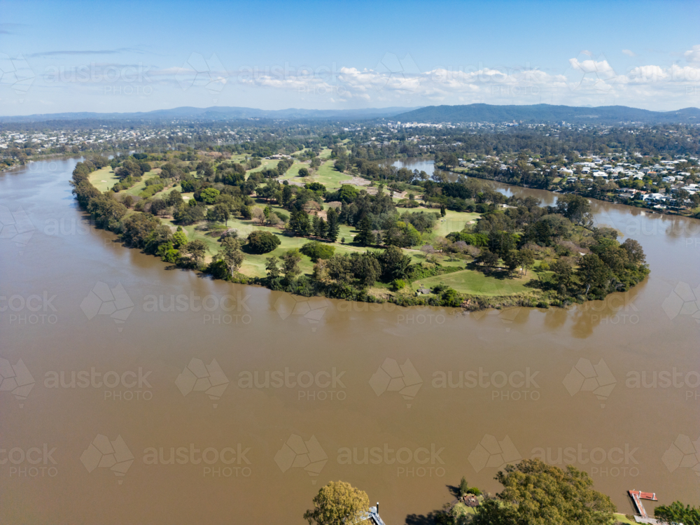 A bend in the Brisbane River area of Yeronga and Indooroopilly - Australian Stock Image