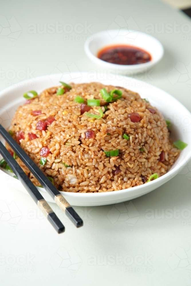 A bowl of fried rice - Australian Stock Image