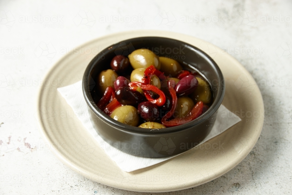 A bowl of olives - Australian Stock Image