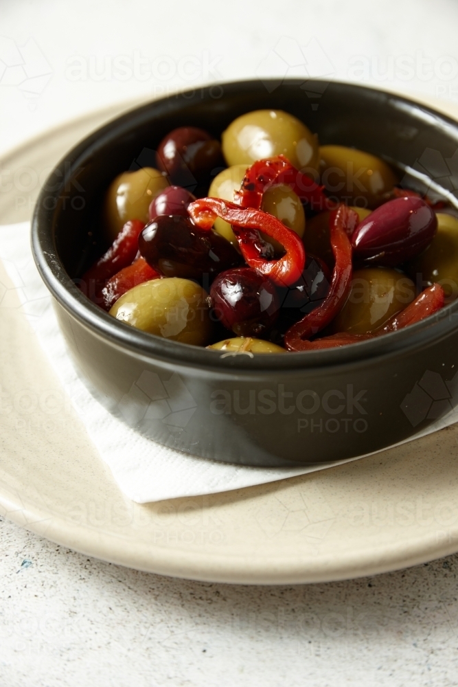 A bowl of olives - Australian Stock Image