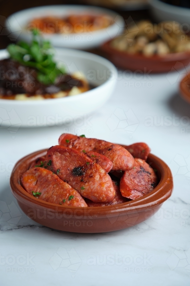 A bowl of sausage - Australian Stock Image