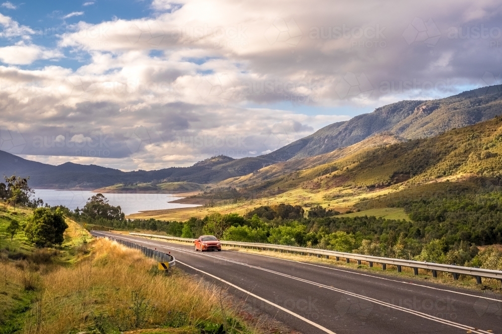 a car on a scenic highway ride - Australian Stock Image