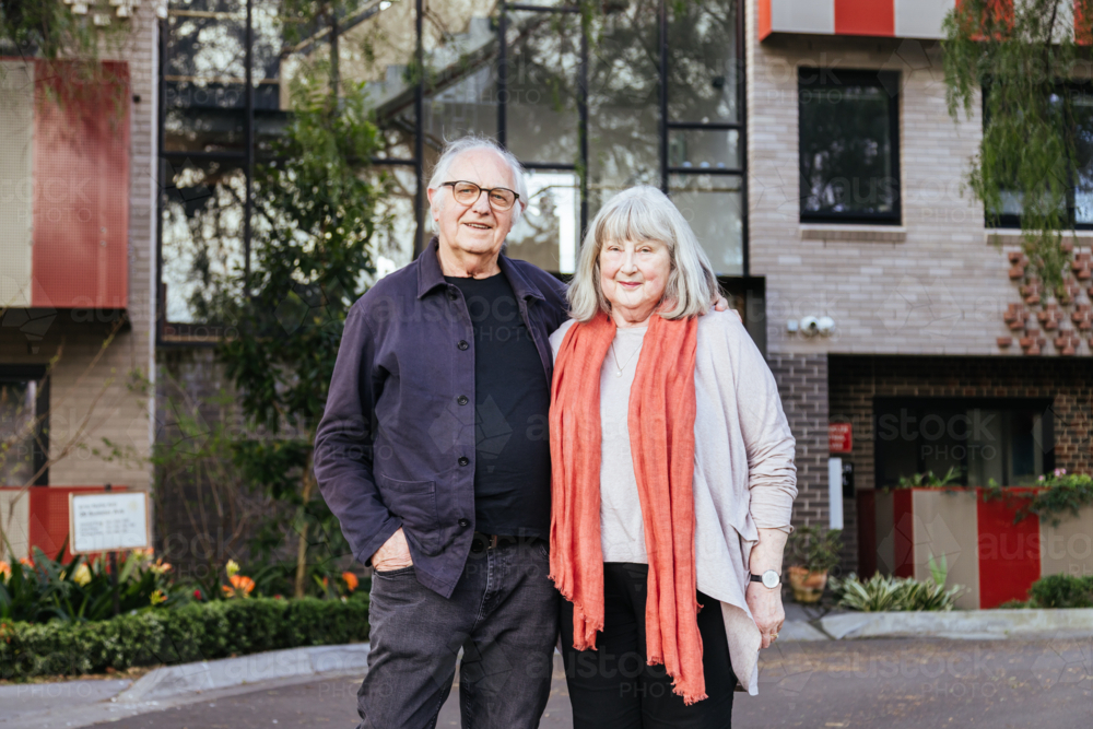 A caucasian elderly couple who are man and wife, in Melbourne, Victoria, Australia - Australian Stock Image