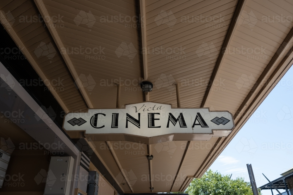 cinema signage mounted on the ceiling. - Australian Stock Image