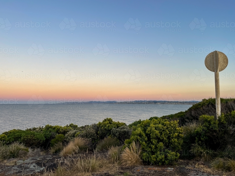A coastal view at twilight with a gradient sky - Australian Stock Image