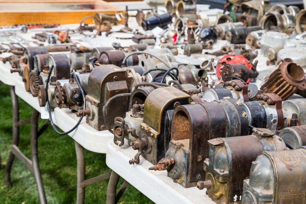 Image of A collection of vintage car parts - Austockphoto