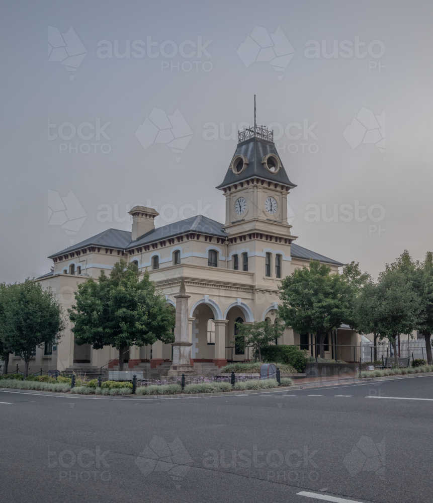 A country post office one early misty morning - Australian Stock Image