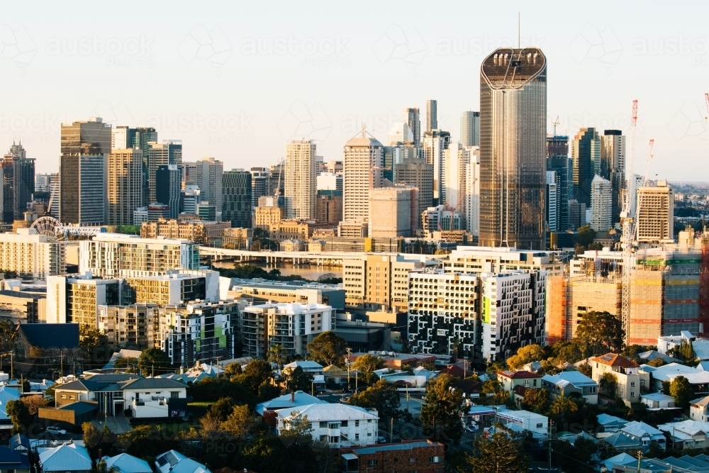 A high vantage point view of the high-rise buildings in the CBD of Brisbane - Australian Stock Image