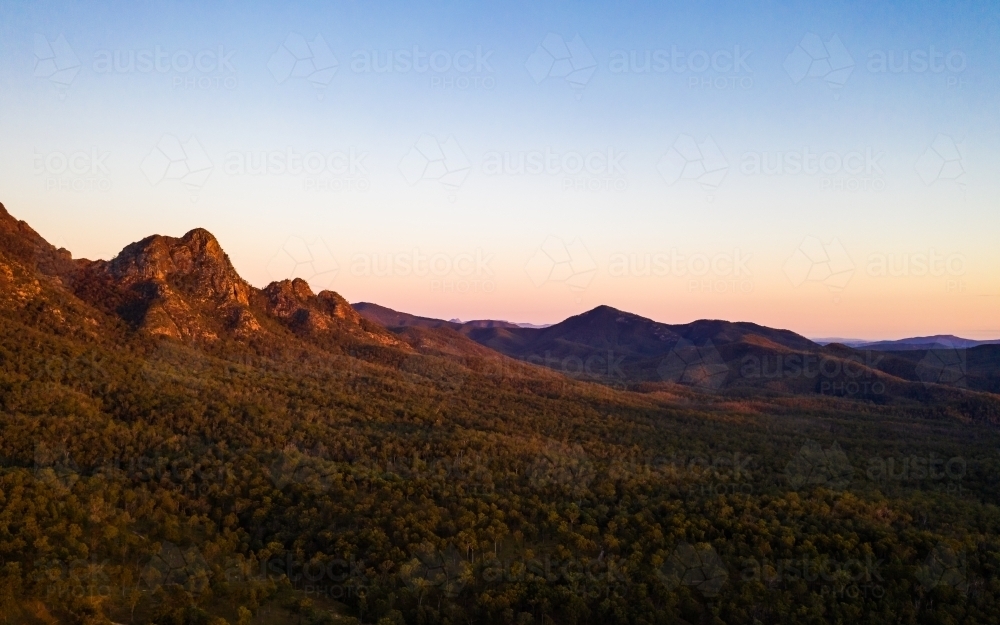 a mountain, mount Barney at sunrise - Australian Stock Image