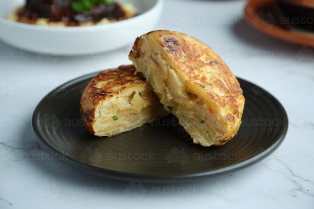 A serving of potato cake - Australian Stock Image