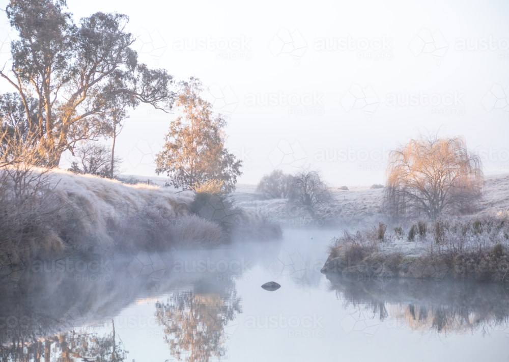 A winter's morning on an icy creek - Australian Stock Image