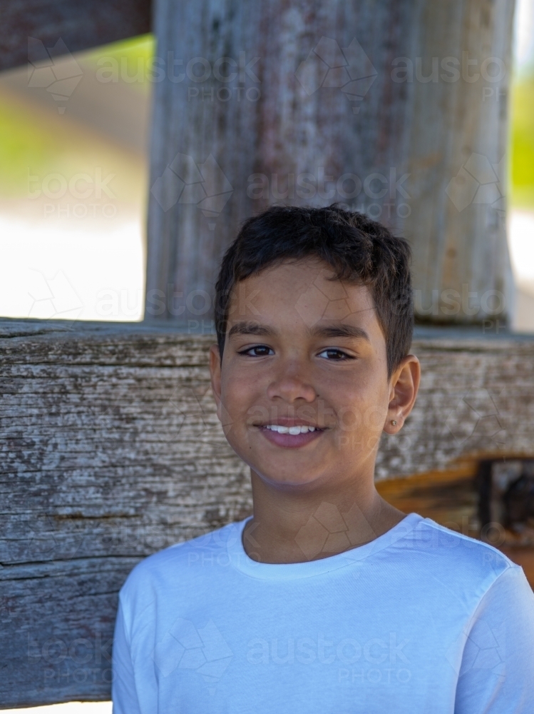 Smiling Aboriginal Boy - Australian Stock Image