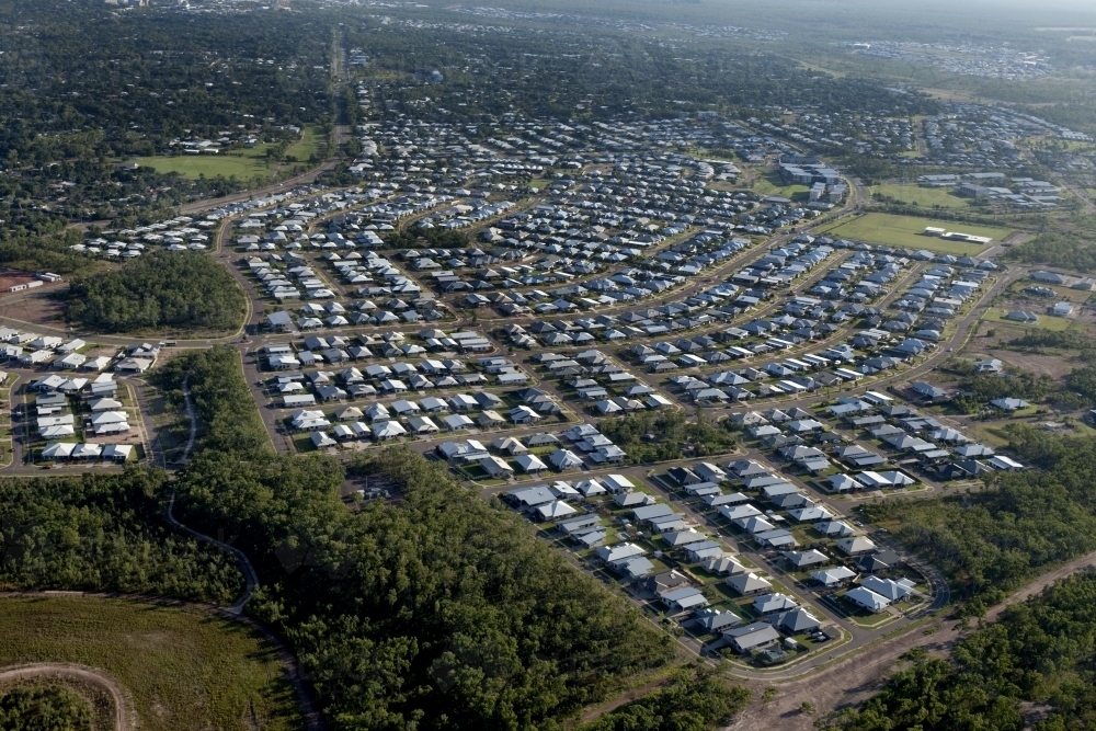 Aerial image of housing urban sprawl development - Australian Stock Image