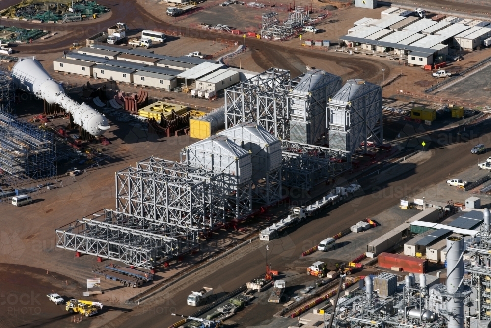 Aerial image of industrial plant in construction - Australian Stock Image