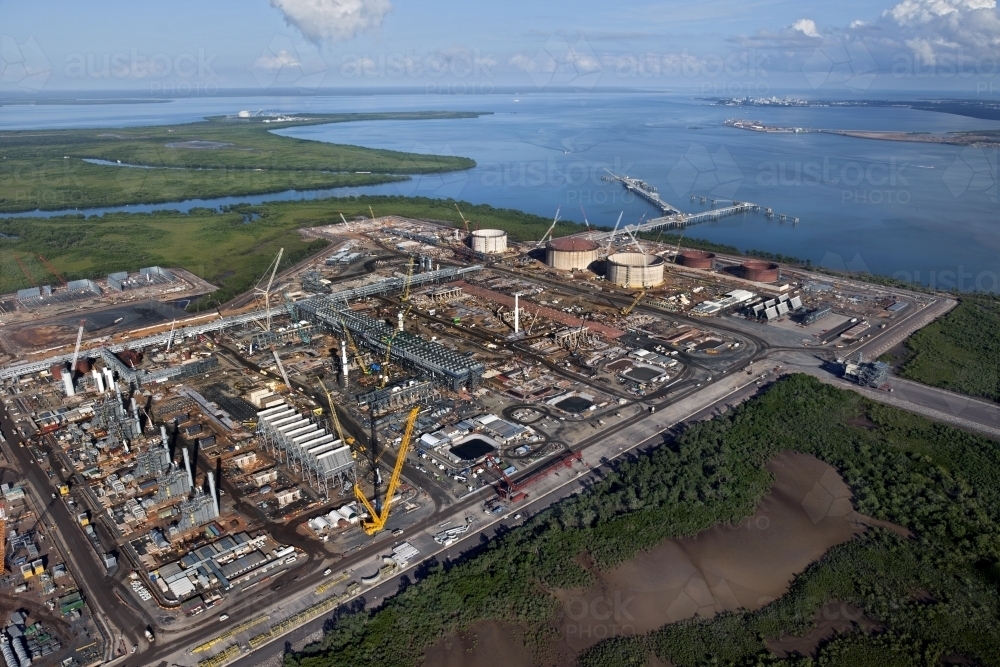 Aerial image of industrial plant in construction - Australian Stock Image