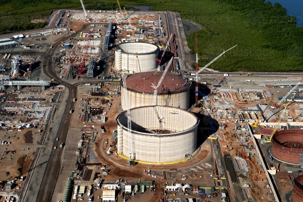 Aerial image of industrial plant in construction - Australian Stock Image