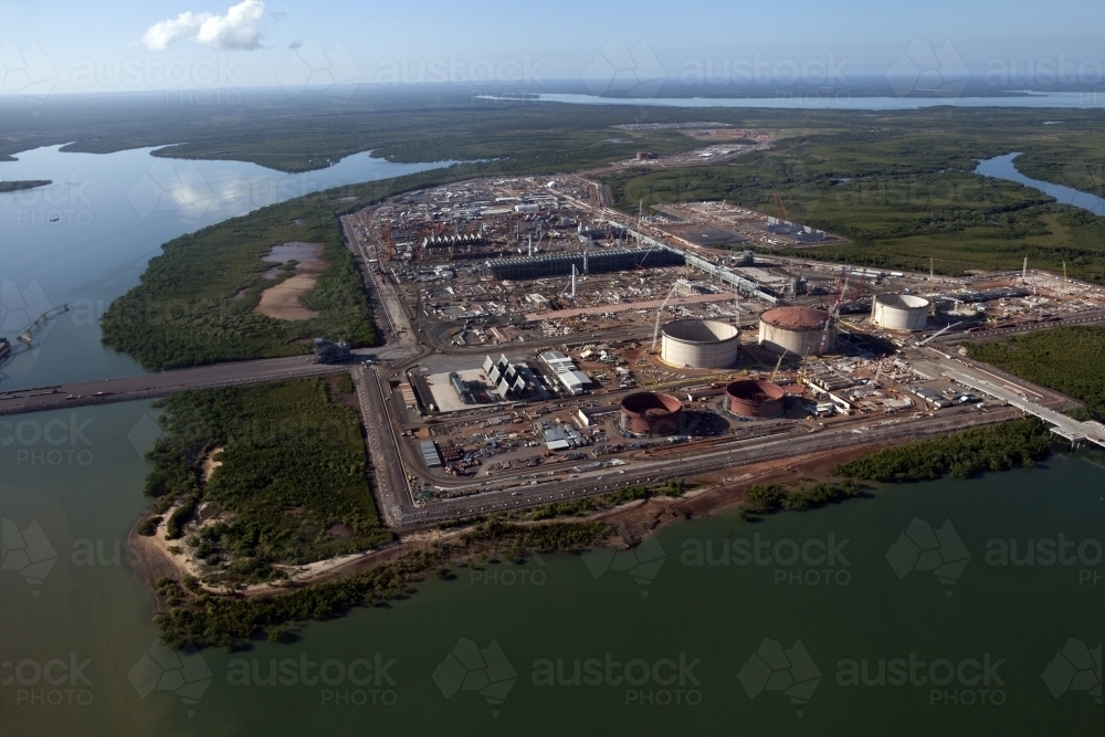 Aerial image of industrial plant in construction - Australian Stock Image