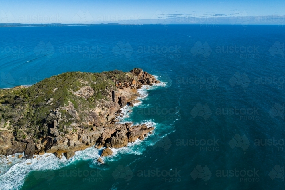 Image of Aerial image of Round Hill headland, and Bustard Bay lookout ...