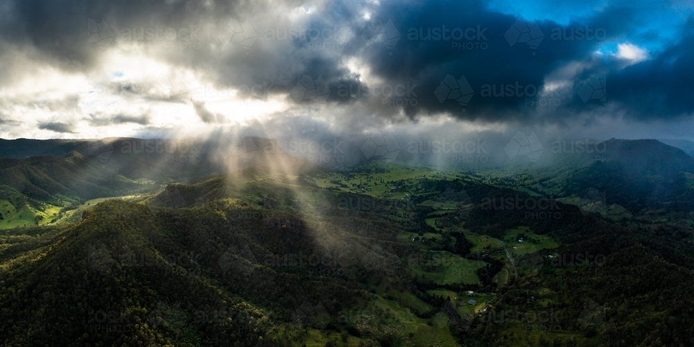 Aerial landscape Kerry and Lost World Valley - Australian Stock Image