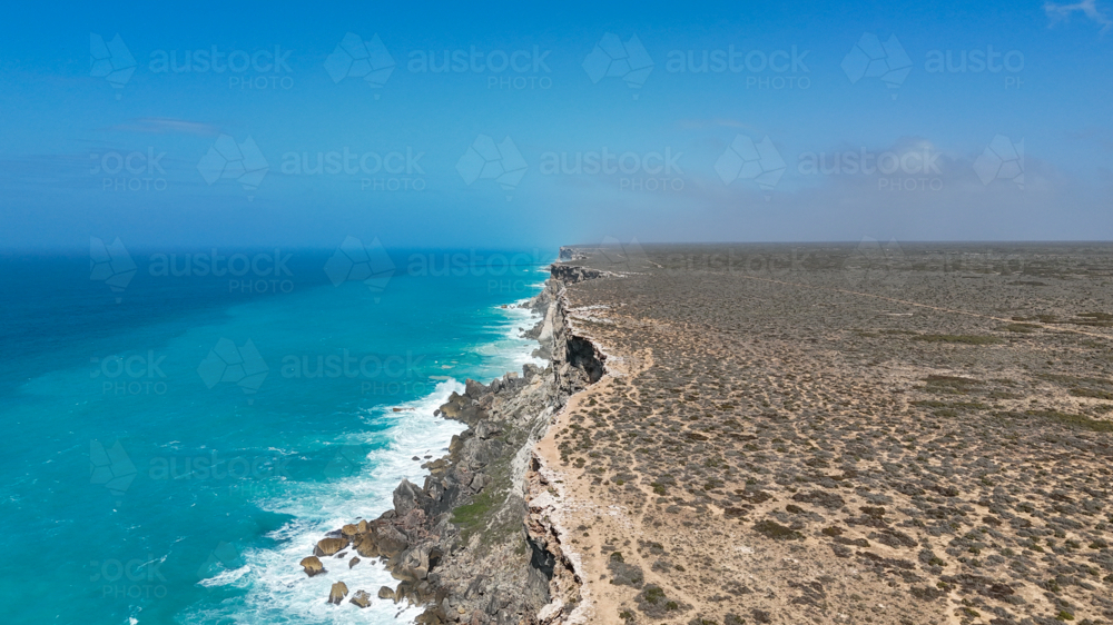 Aerial of the Bunda Cliffs at the southern edge of mainland Australia - Australian Stock Image