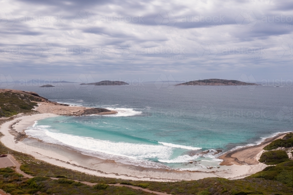 Aerial of West Beach on a overcast day - Australian Stock Image