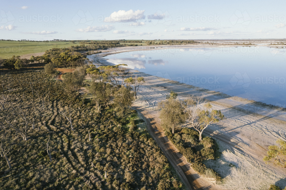 Aerial over Yenyening Lakes in Beverley Western Australia - Australian Stock Image