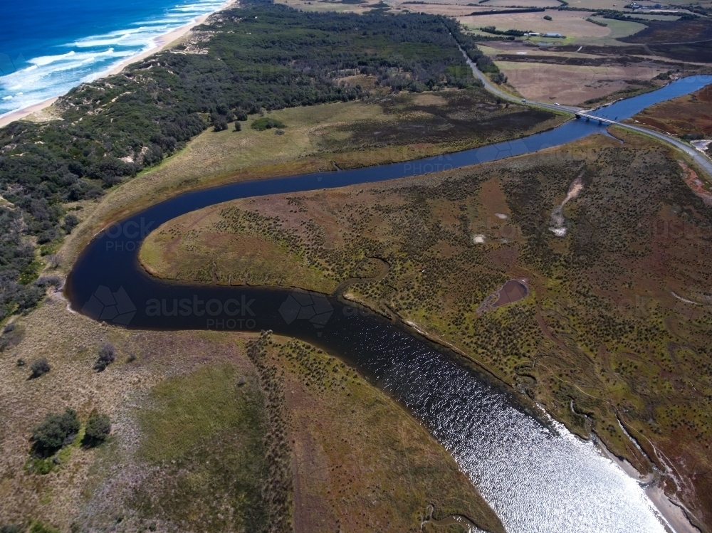 Aerial Photo showing Powlett River - Australian Stock Image