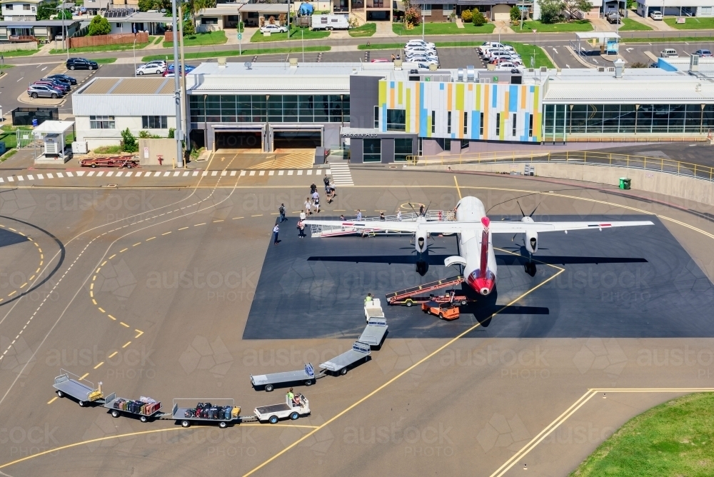 Aerial shot of Airport in Gladstone, Queensland - Australian Stock Image