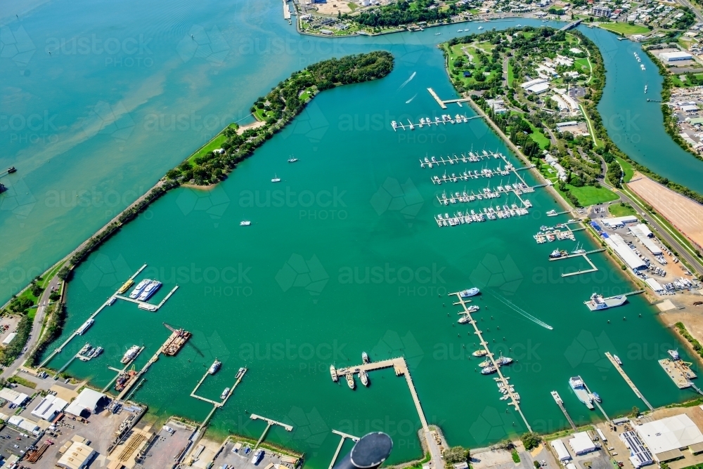 Aerial shot of Gladstone Marina, Queensland - Australian Stock Image