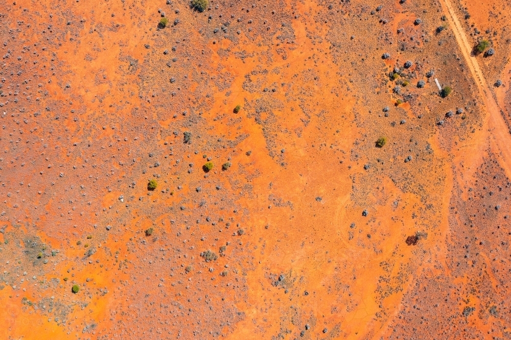 aerial view looking down on arid land in central australia - Australian Stock Image