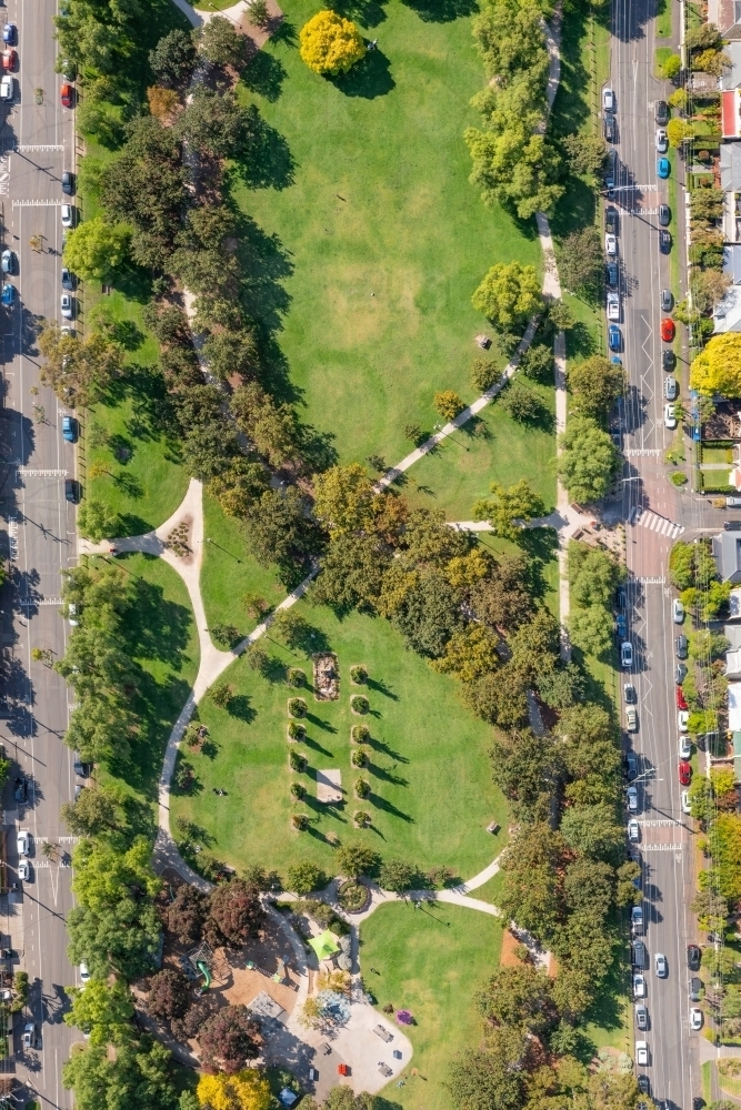 image-of-aerial-view-of-a-city-park-with-walking-tracks-and-tree-lines