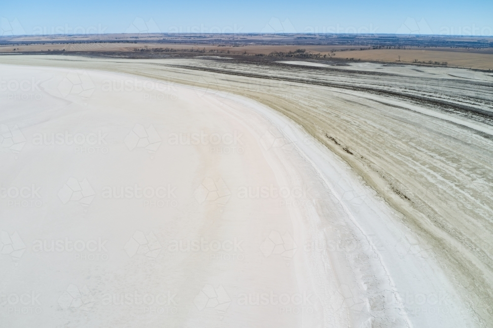 Aerial view of a dry salt lake in Western Australia - Australian Stock Image