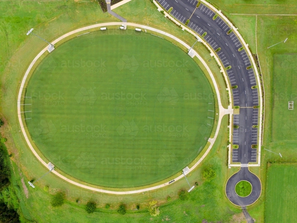 Aerial view of AFL footy field. - Australian Stock Image