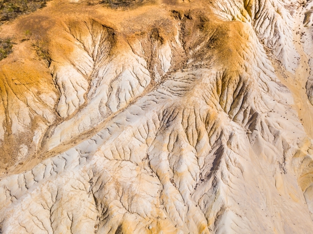 Aerial view of barren hills and gullies caused by erosion - Australian Stock Image