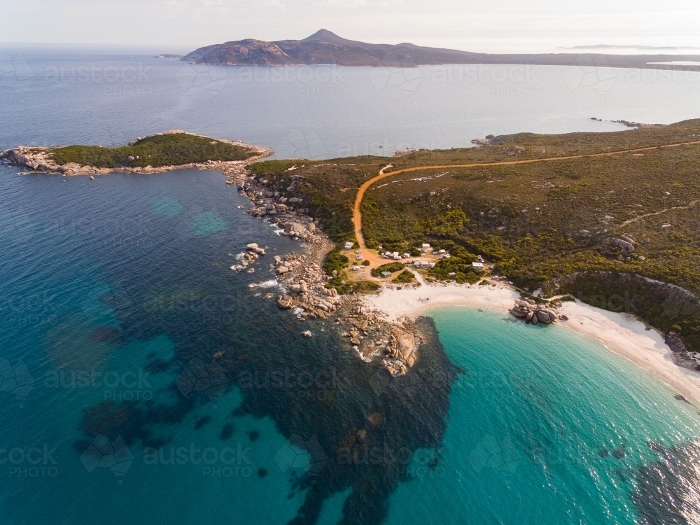 aerial view of Bettys Beach looking towards Two Peoples Bay - Australian Stock Image