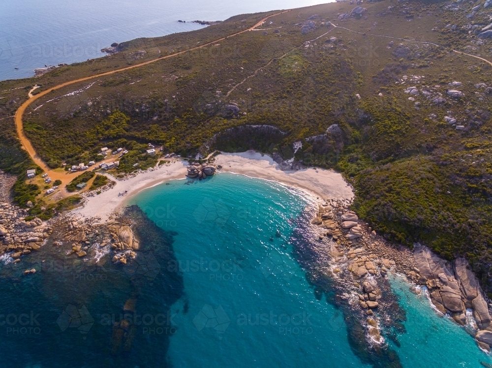 Aerial view of Bettys Beach on the south coast of WA - Australian Stock Image