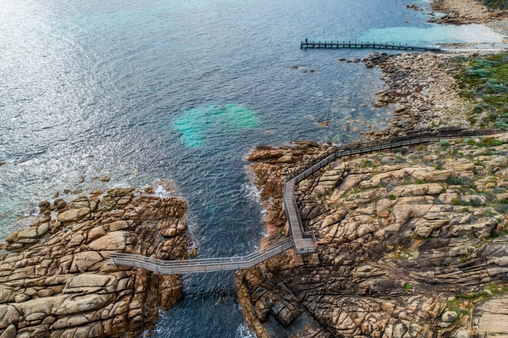 Aerial view of boardwalk among rocky islands. - Australian Stock Image