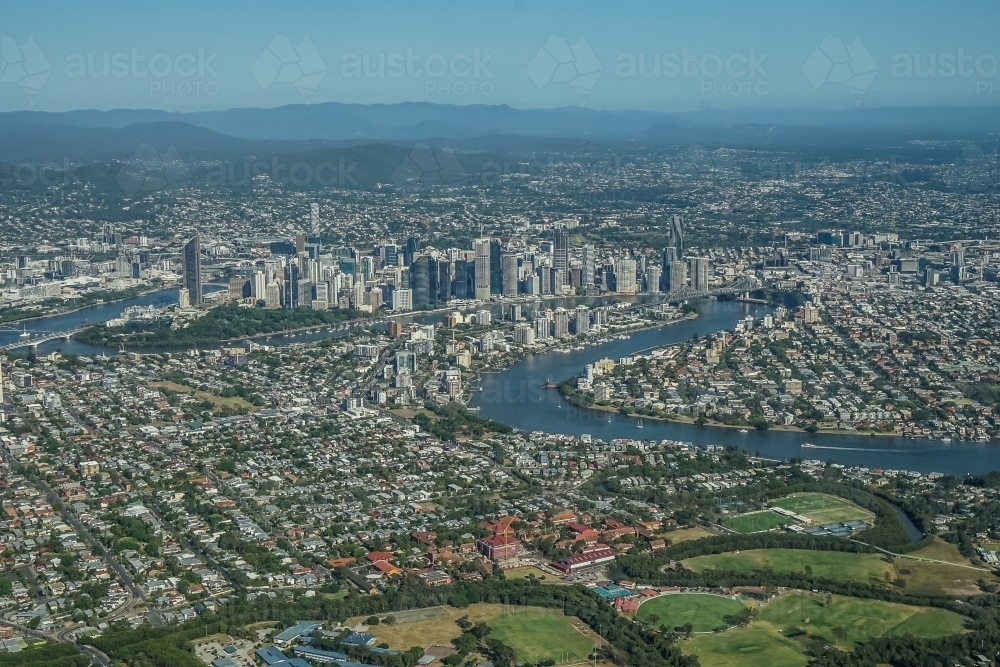 Aerial view of Brisbane CBD - Australian Stock Image