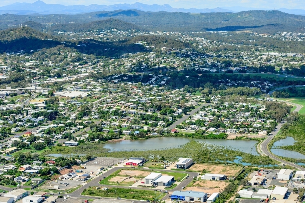 Aerial view of commercial and industrial area - Australian Stock Image