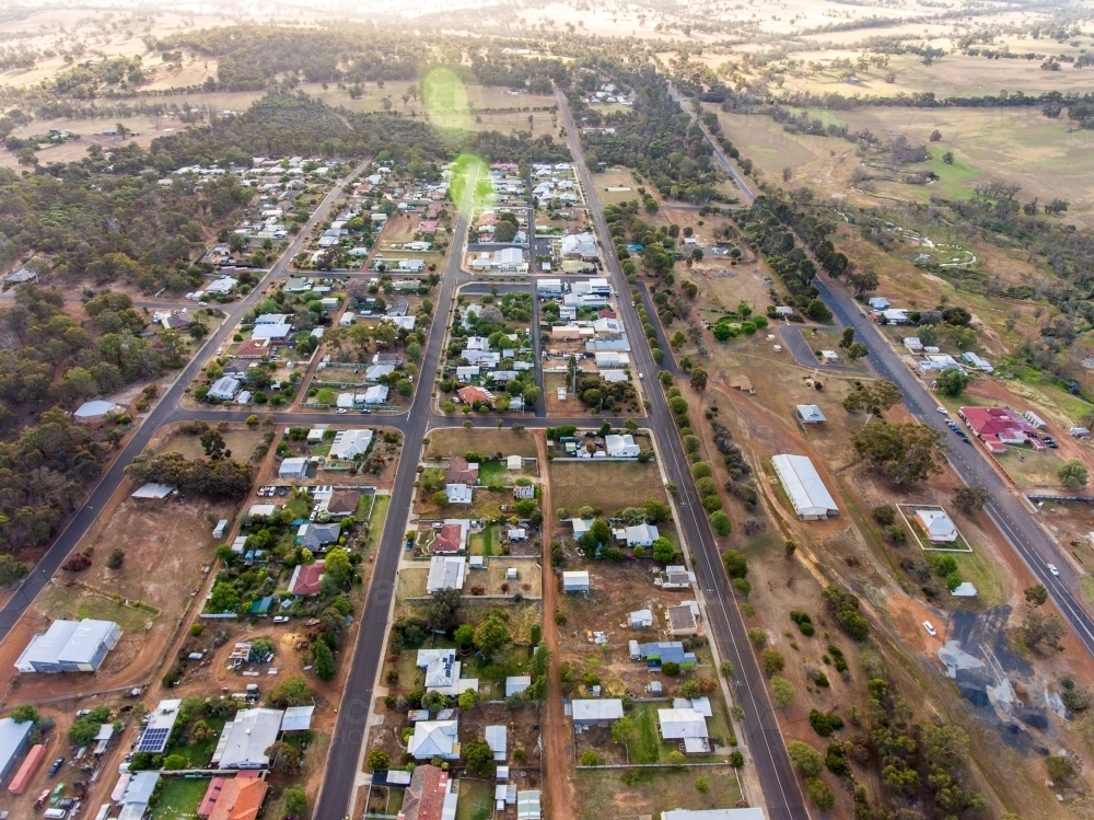 aerial view of Darkan looking westward - Australian Stock Image