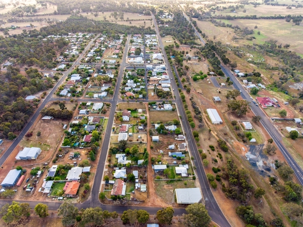 aerial view of Darkan looking westward - Australian Stock Image